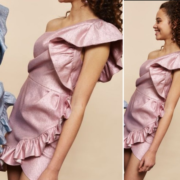 topshop pink metallic dress
